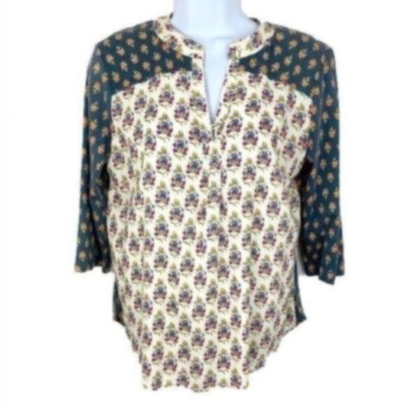 Anthropologie Maeve 3/4 Sleeve Mixed Print… - Picture 1 of 5